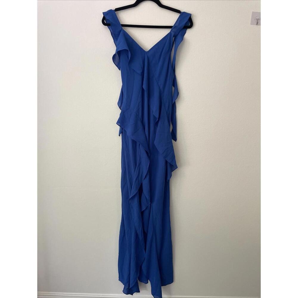 Revolve Amanda Uprichard Cantara Gown Cobalt blue ruffle design S New $277 msrp - Picture 4 of 9